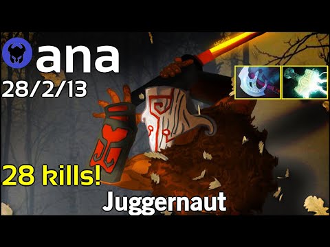 28 kills! ana [OG] plays Juggernaut!!! Dota 2 7.21