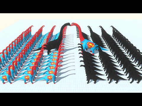 ALL SUPERMAN BRACHIO vs BLACK BRACHIOSAURUS DEATH RUN - Animal Revolt Battle Simulator