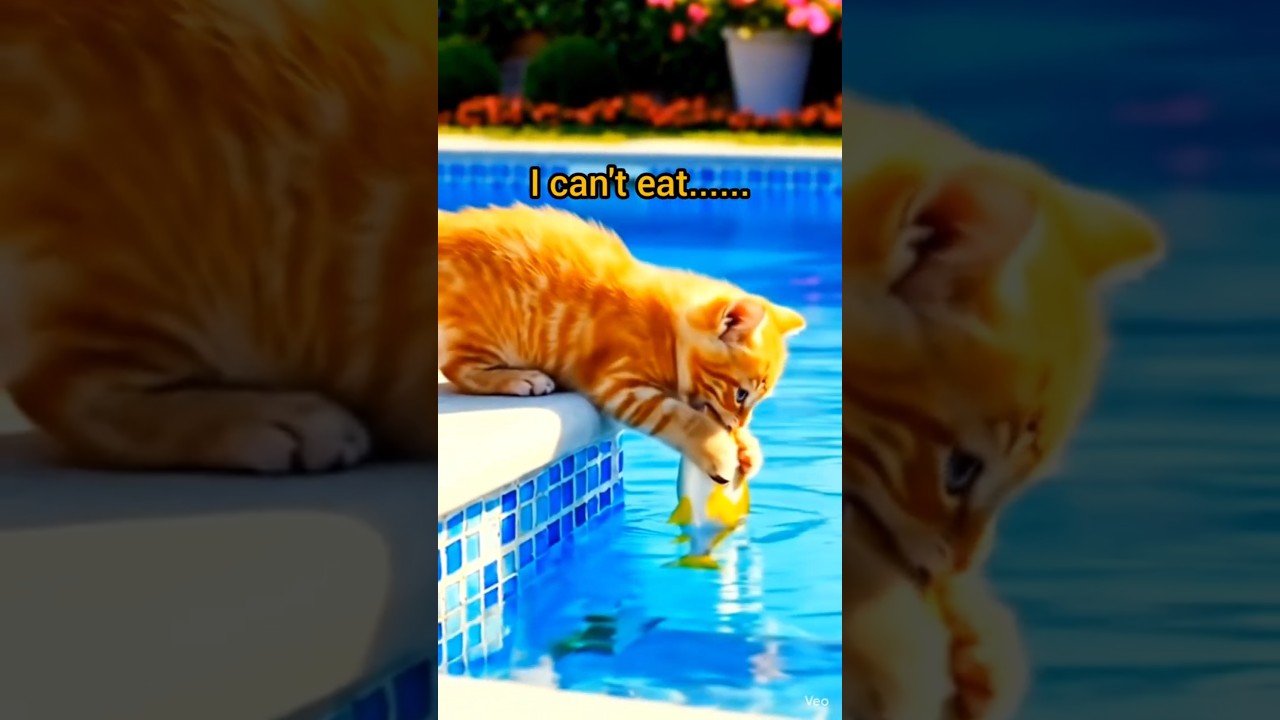Kitten Abandons Ball for Fish Attack! 😹🐟 #KittenShorts #FunnyCat #ViralShorts #CuteAnimals