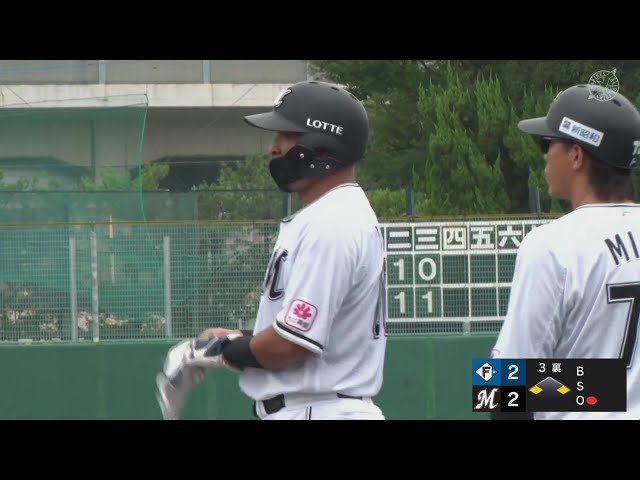【ファーム】しぶとい一打!! マリーンズ・池田来翔 タイムリーヒットで試合を振り出しに戻す!!  2024年7月11日 千葉ロッテマリーンズ 対 北海道日本ハムファイターズ