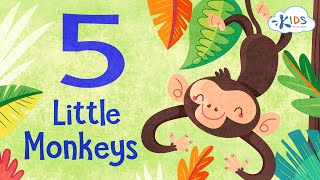 Five Little Monkeys Jumping On The Bed | Children Nursery Rhyme | Kids Academy