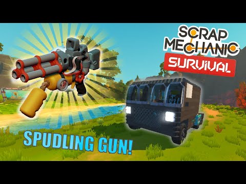 SPUDLING GUN + MOUNTABLE SPUDGUNS?! | Scrap Mechanic Survival #9
