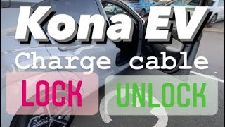 How to lock or unlock charge cable on Kona EV #chargecable #konaev #lock