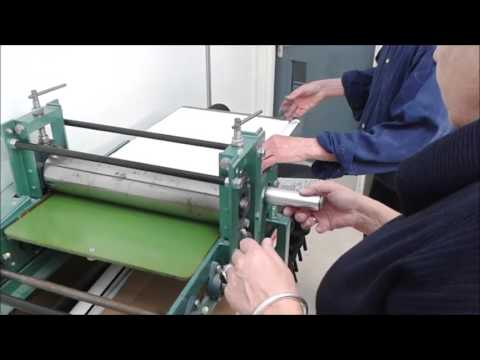 Linocut workshop with Hugh Ribbans and Alan Burton.