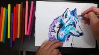 Pintemos un Lobo de Colores con Marcadores
