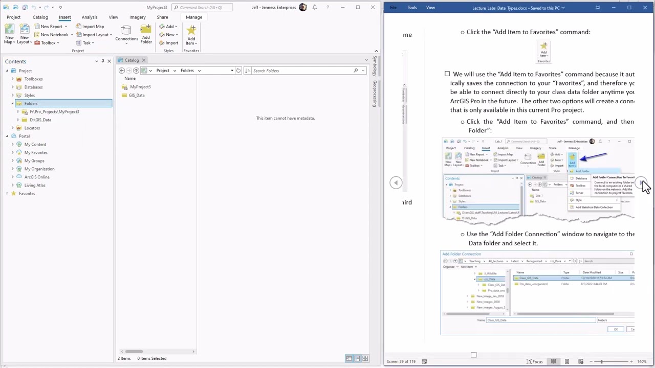Intro to ArcGIS Pro, and Data Types in ArcGIS Pro:  Lab Exercise 1