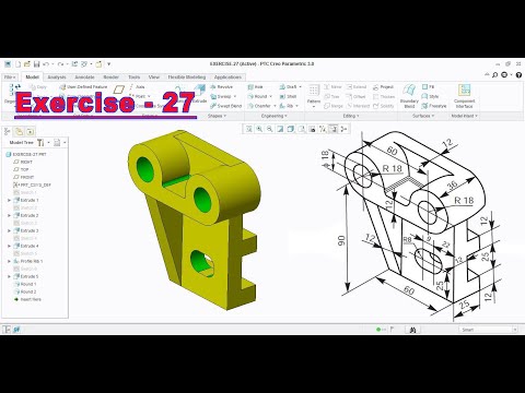 Creo Parametric Exercise - 27 | Creo Exercise Tutorial for Beginner | Creo Parametric Tutorial