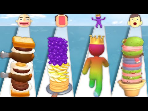 SANDWICH RUNNER vs PANCAKE RUN vs GIANT RUSH vs ICE CREAM RUNNER - Gameplay All Levels UPDATED 2023