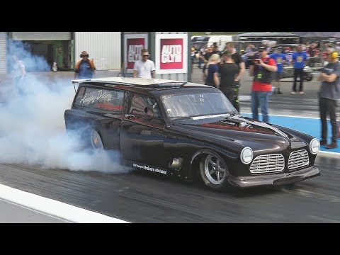 2500HP+ Twin Turbo Volvo Amazon at Santa Pod Raceway
