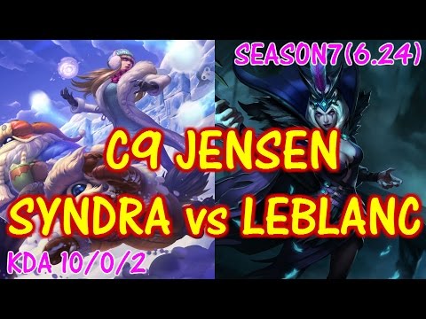 C9 Jensen Syndra vs LeBlank - KDA 10/0/2 - Solo Ranked full game【LOL NA】【Pro replay game】