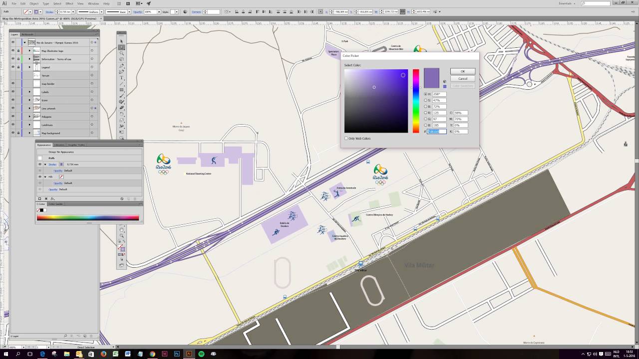 Map Of Rio de Janeiro Olympic Games in Adobe Illustrator