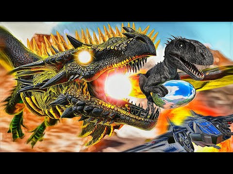 I Stole A Mysterious Egg In The Volcano Of The Universe! Dragons Vs Father Indoraptor Ark Genesis...