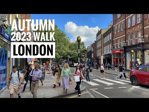 Real London City Tour 2023 🇬🇧 | Walking from Hampstead to Fitzrovia | London Autumn Walk [4K HDR]