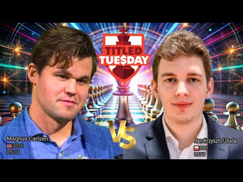 ⚡Jan-Krzysztof Duda vs Magnus Carlsen || Titled Tuesday 2025 || chesscom 