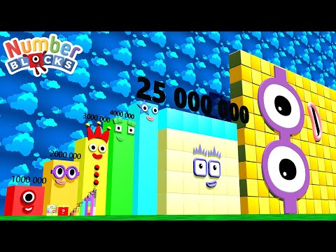 Numberblocks Step Squad NEW 1 to 1225 vs 200000000 BIGGEST - The Amazing Step Squad Numberblocks