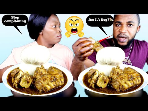 SERVING MY HUSBAND BONES WITHOUT MEAT *GONE WRONG 🤣| FUFU AND BLACK SOUP MUKBANG |AFRICAN FOOD