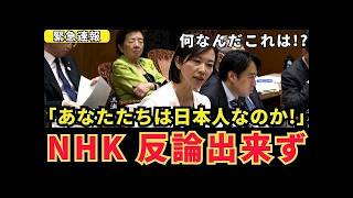 【国会激論】「あなたたちは日本人なのか!」参政党・梅村みずほ議員がNHKの反日報道とやさしい猫を徹底追及 受信料はどこへ