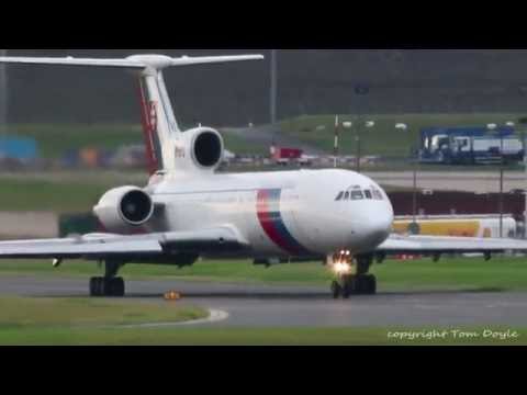 Slovakia Government Tupolev Tu-154M OM-BYO Taxi & take off from Birmingham airport BHX 4th Sept 2015