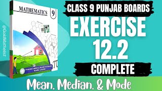 Class 9 maths exercise 12.2 New book || 9th Maths chapter 12 ex 12.2 || Mean, Median, & Mode || pctb