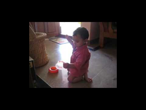 Saketh eating ice cream cup also