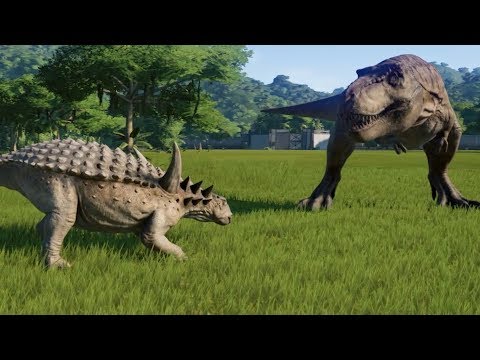Sauropelta(Fully Modified) VS T-Rex, Carnotaurus, I-Rex, I-Raptor and Spinosaurus - JWE