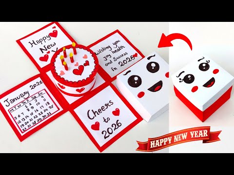 DIY Happy new year gift box 🎁 2026 / New year greeting card making / New year card ideas handmade