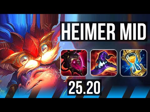 HEIMERDINGER vs TEEMO (MID) | 12 solo kills, Rank 8 Heimer, 900+ games | EUW Grandmaster | 25.20