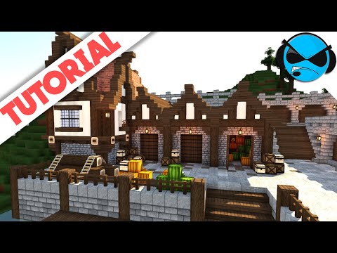 BlueNerd - Minecraft: How to Build a Medieval Dock Warehouse Storage Yard Tutorial
