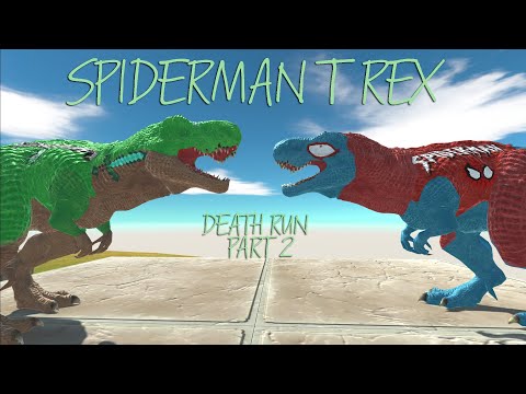 SPIDERMAN T REX vs MINECRAFT T-REX DEATH RUN PART 2 - Animal Revolt Battle Simulator