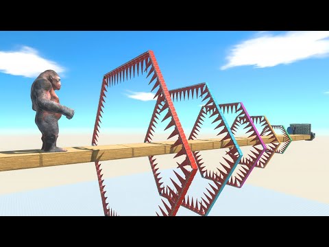Running Through 5 Levels of Rotating Spikes - Animal Revolt Battle Simulator