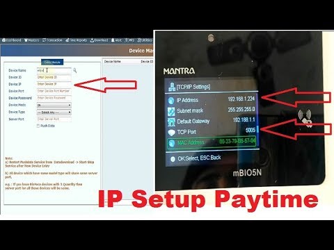 Ip setup in paytime software for mantra biometric attendance...