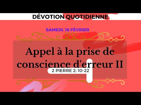 Appel à la prise de conscience d'erreur II - Dévotion Quotidienne