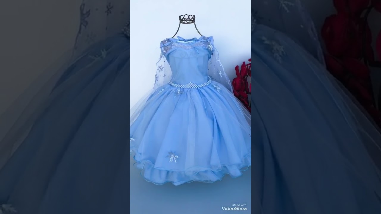 Vestido Frozen Elsa Azul Serenity Infantil Festa Capa