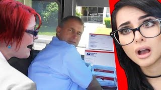 CRAZY GIRL THINKS MAILMAN IS STALKING HER