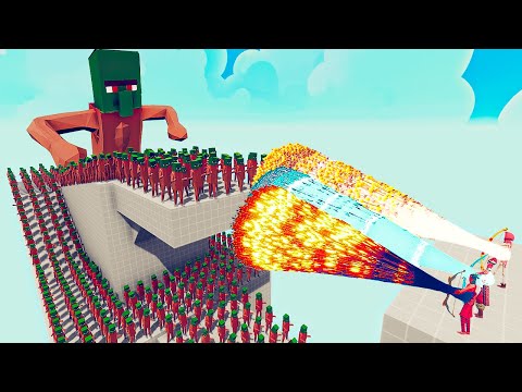 100x MINECRAFT ZOMBIE VILLAGER + 2x GIANT vs 3x EVERY GOD - Totally Accurate Battle Simulator TABS
