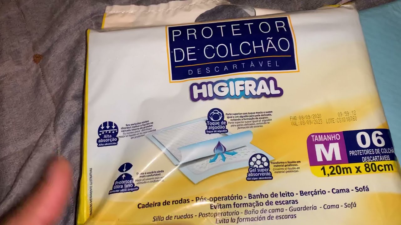 Protetor de colchão descartável, geriátrica, uso em diversas situações.