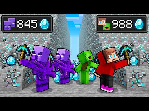 JJ and Mikey vs Villagers: DIAMOND MINE BATTLE in Minecraft - Maizen