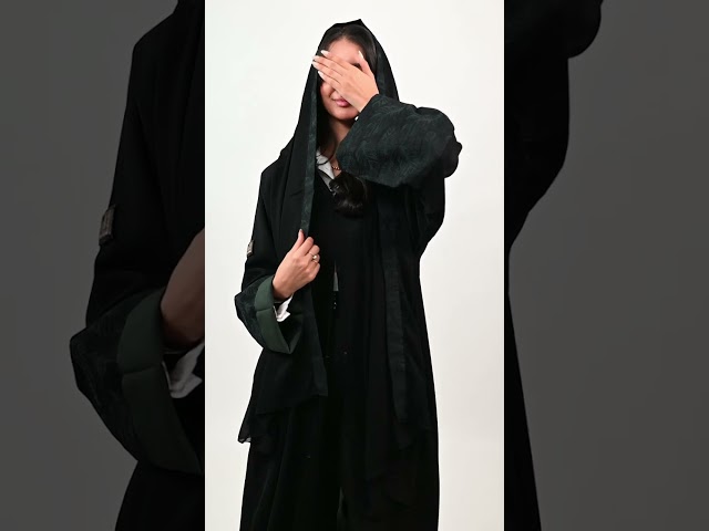 عباية كريب اكمام زيتي