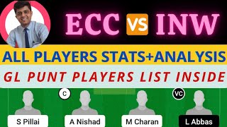 ECC VS INW | ECC VS INW  DREAM11 TEAM PREDICTION | ICCA ARABIAN T20 LEAGUE #dream11prediction