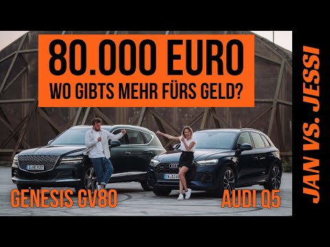 Audi Q5 vs. Genesis GV80 (2021) Wo gibt's mehr für 80.000€?! Fahrbericht | Review | Jan vs. Jessi