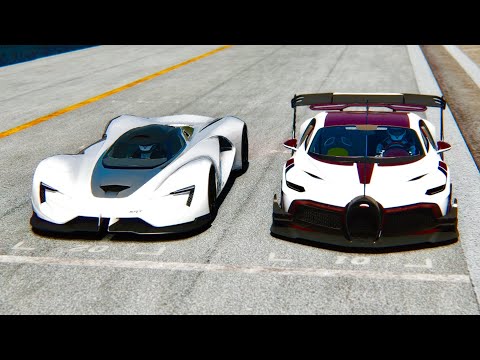 Bugatti Divo GTR Concept vs SRT Tomahawk at Drag Race 20 KM