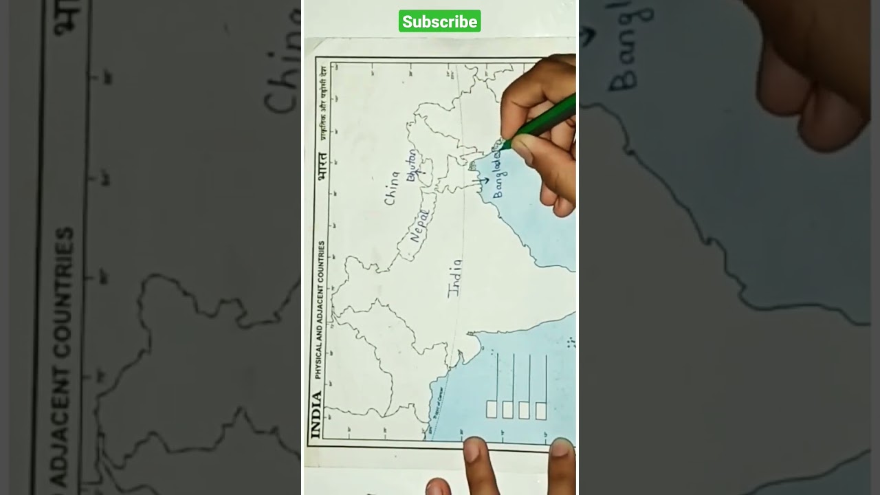 Physical and adjacent countries MAP filling #map #indiamapdrawing #studywithtricks #upsc #ias