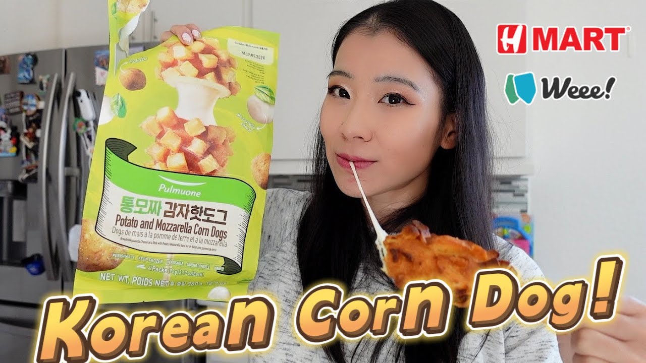 Costco Korean Dog|Pulmuone Potato & Mozzarella Corn Dogs| Hmart Korean Corn Dogs review