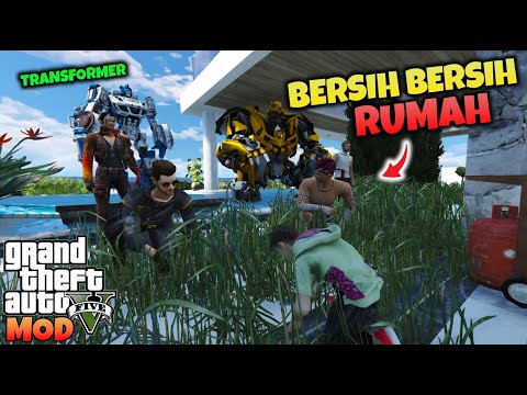 JUNIOR DAN SQUAD FREE FIRE BERSIH BERSIH RUMAH BARU - GTA 5 MOD TRANSFORMER