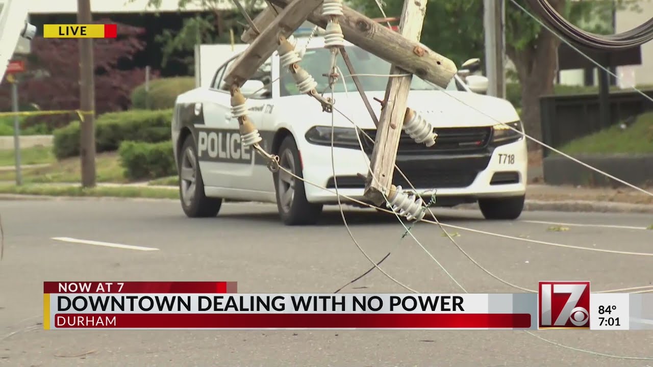 Crash into pole leads to power outage in downtown Durham