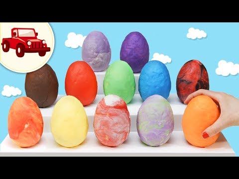 Lära Med Leksaker | Play Doh Ägg Med Fordon | Barnprogram För Små Barn