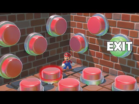 100 Mystery Buttons But Only One Lets MARIO Escape (Mario Challenge)