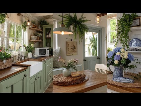 30+ süße romantische Küchenideen für kleine Räume | Küchendekor im Vintage-, Shabby-Chic- und mod...