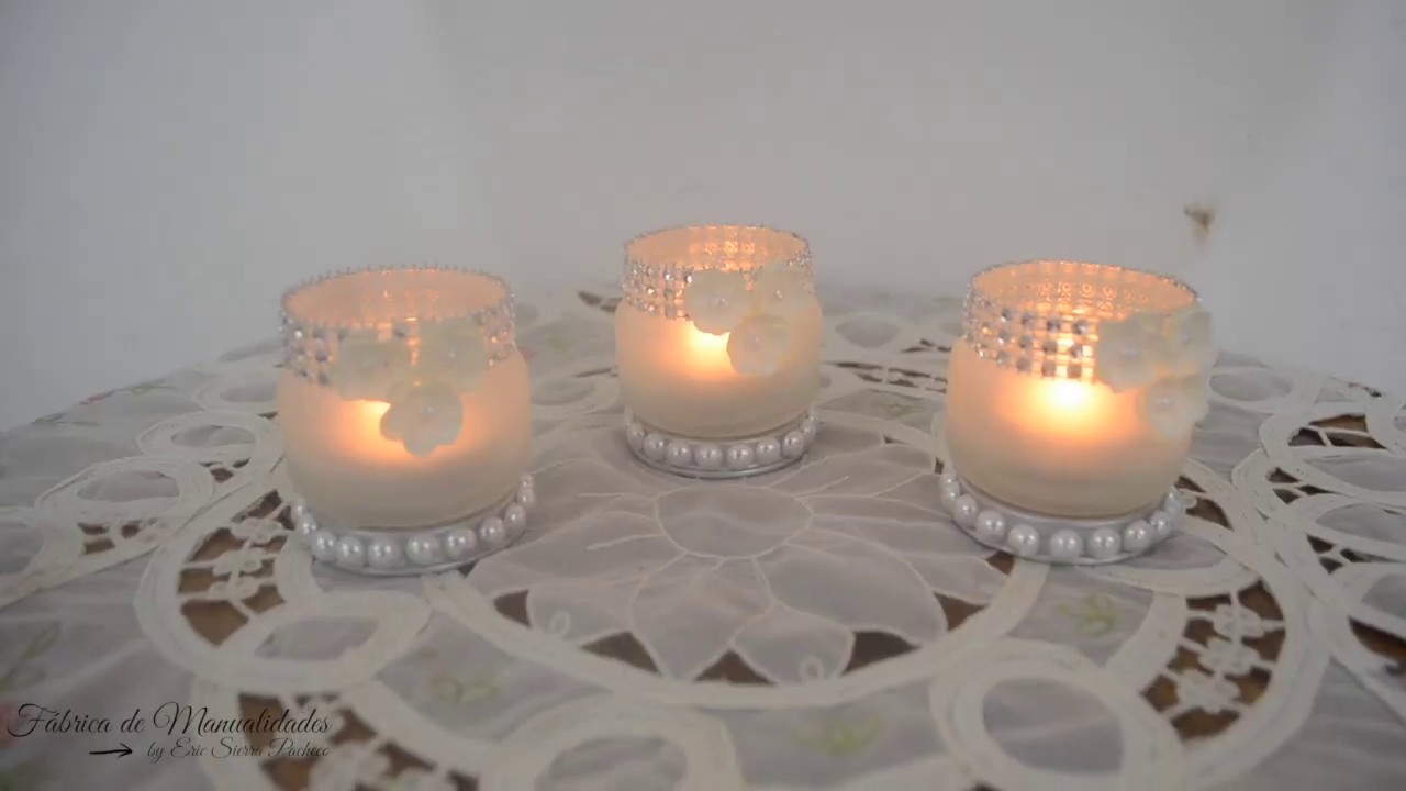 Elegantes Portavelas hechos con frascos de papilla. Simil Cristal esmerilado. Manualidades Fáciles.