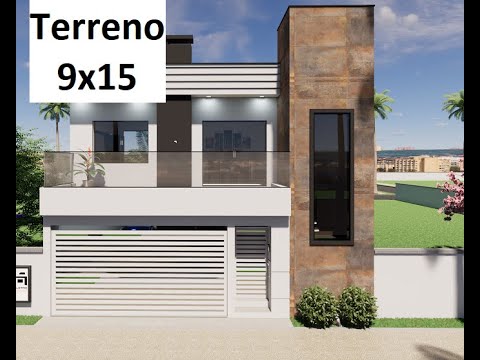 Planta sobrado 3 quartos sendo 1 suíte - Terreno 9x15 - 188m² - Sofisticada - Proj. Cascavel